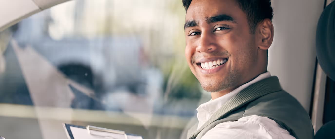 Smiling driver